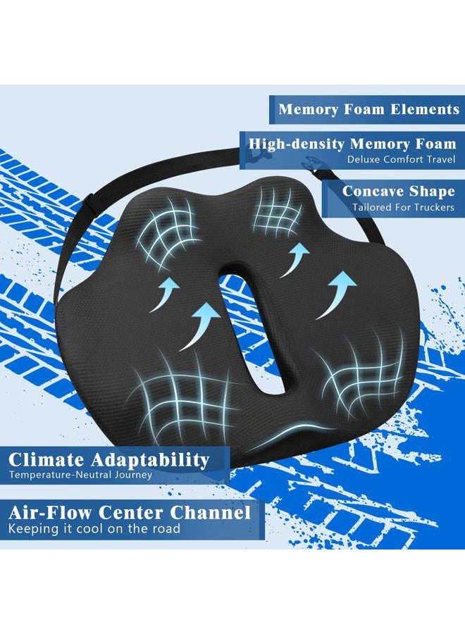 japiroc X-Large Seat Cushion for Truck Driver, Upgraded Cushion for Back Support and Pain Relief, Memory Foam with Non-Slip Washable Cover, Relieves Long-Term Truck Sitting and Pain Black - Image 3