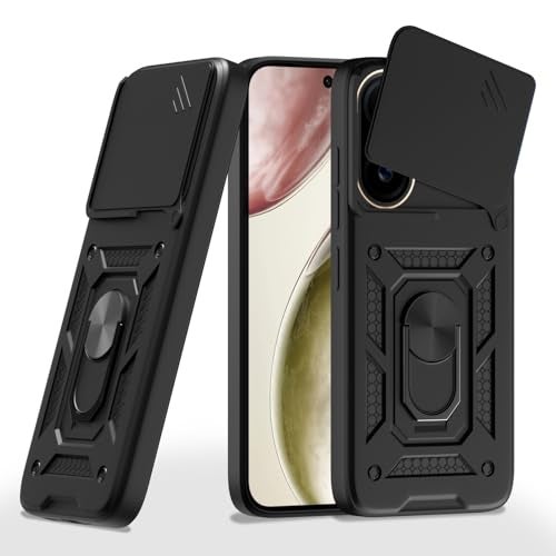 Pikkme غطاء خلفي Pikkme لهاتف Vivo X200 Fe 5G | D10 Tough Armor | غطاء حماية 360 درجة | غطاء كاميرا منزلق مع حامل حلقي وقاعدة دعم (أسود) - Image 1