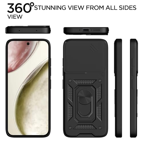 Pikkme غطاء خلفي Pikkme لهاتف Vivo X200 Fe 5G | D10 Tough Armor | غطاء حماية 360 درجة | غطاء كاميرا منزلق مع حامل حلقي وقاعدة دعم (أسود) - Image 5
