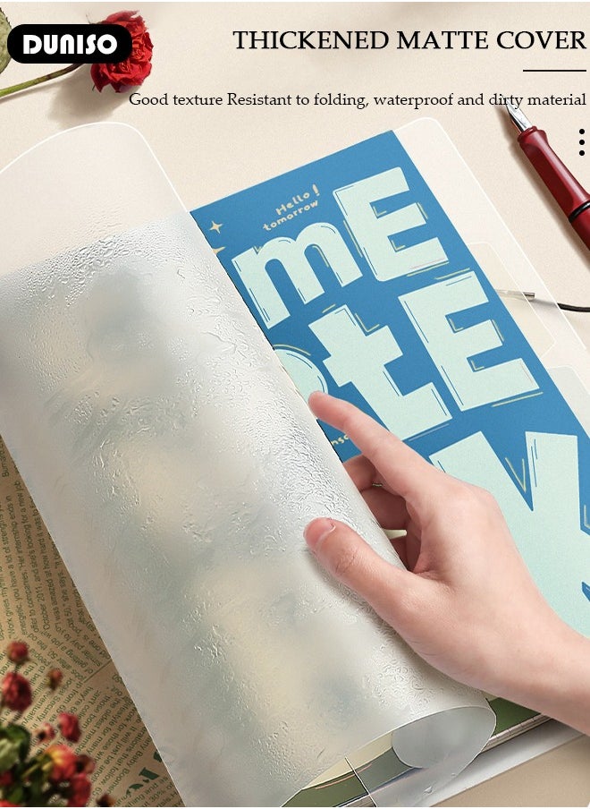 A5 Binder Cover Notebook,Refillable Notebook Round Ring Binder with Stretch Buckle and Horizontal Core 60 Pieces, Waterproof and Durable Notebook Protector for School Home Office