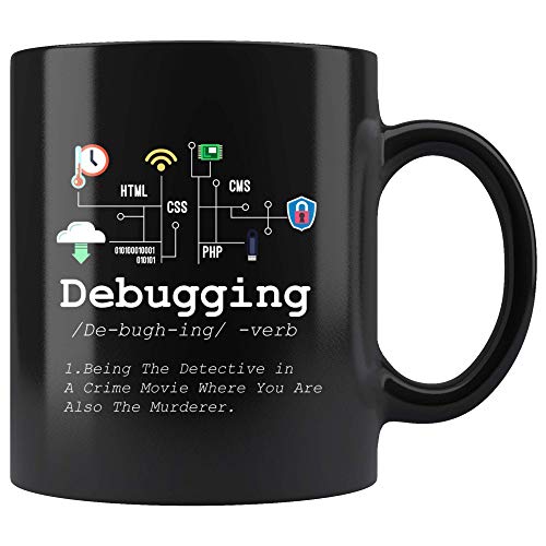Panvola Debugging Definition Mug Funny Gift Computer Programmer Programming Coding Code IT Tech Support Coffee Ceramic Cup 11 oz Black