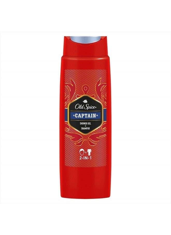 Old Spice - Captain Shower Gel and Shampoo for Men (6 x 250 ml), 2-in-1 Shower Gel + Shampoo, with Male Long-Lasting Fragrance, Pack of 6 (1 Pack) - Image 1
