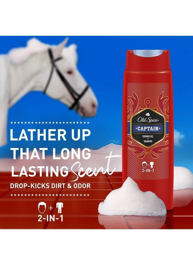Old Spice - Captain Shower Gel and Shampoo for Men (6 x 250 ml), 2-in-1 Shower Gel + Shampoo, with Male Long-Lasting Fragrance, Pack of 6 (1 Pack) - Image 1