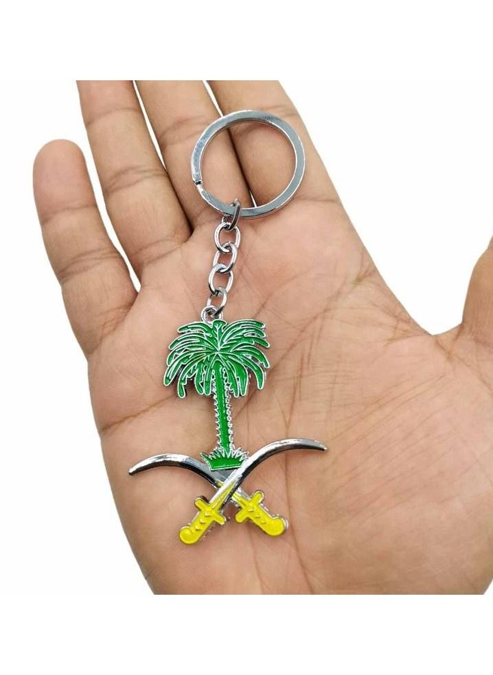 ماركة غير محددة - نوعية جيدة سلسلة مفاتيح السيارة، المملكة العربية السعودية الشعار الوطني مفتاح سلسلة المفاتيح المعدنية الديكور مع شعار المملكة العربية السعودية 1 جهاز كمبيوتر شخصى - Image 1