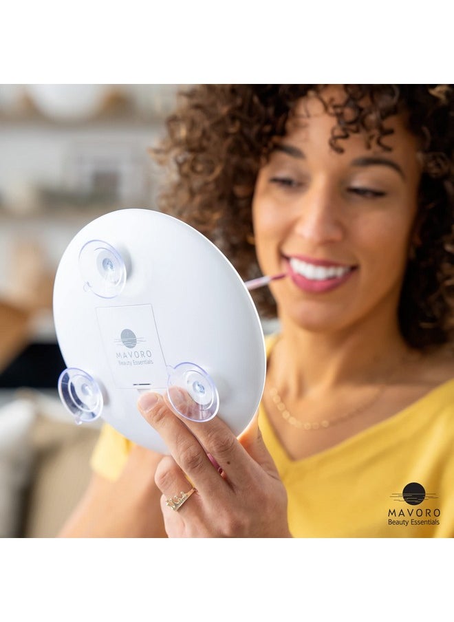 Mavoro - 10X Magnifying Mirror With Led Light And 3 Strong Suction Cups. Compact Lighted Makeup Mirror. - Image 1