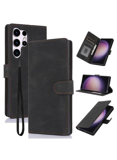 For Samsung Galaxy S24 Ultra 5G Fantasy Skin-feel Calfskin Texture Leather Phone Case(Black)