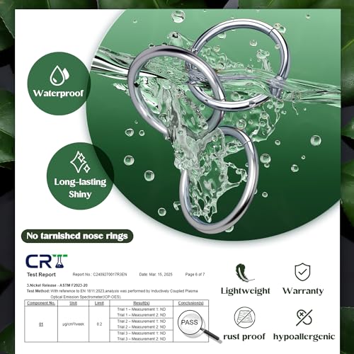 Jstyle حلقة أنف جستايل 8 قطع 18G من الفولاذ المقاوم للصدأ مع قفل محسن للرجال والنساء، حلقات أذن كارتيلج، دايث، تراجوس، حلقات نوم، 6-12 مم مطلية بالفضة - Image 2