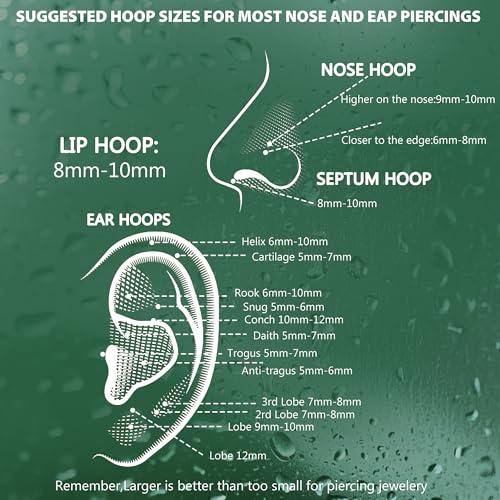 Jstyle حلقة أنف جستايل 8 قطع 18G من الفولاذ المقاوم للصدأ مع قفل محسن للرجال والنساء، حلقات أذن كارتيلج، دايث، تراجوس، حلقات نوم، 6-12 مم مطلية بالفضة - Image 5