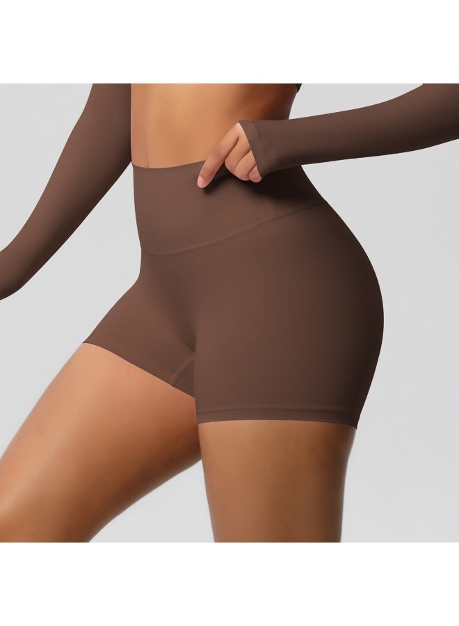 شورت يوغا نسائي بخصر مرتفع ورفع للمؤخرة، درزة داخلية 3 بوصات، بفرشاة مزدوجة للجري واللياقة البدنية - Image 1