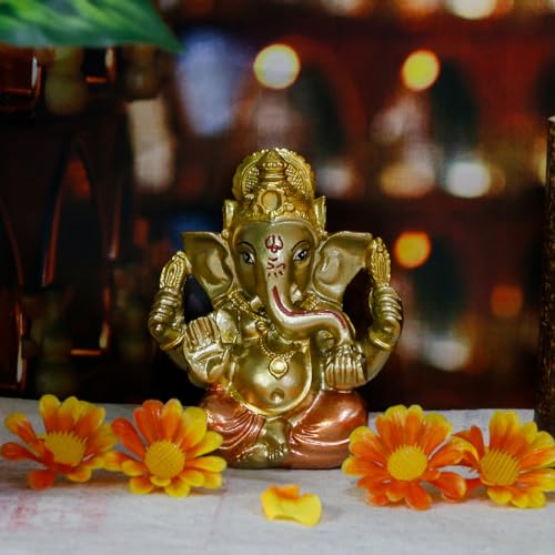 alikiki Hindu God Lord Ganesha Staue - India God Ganesh Idol for Car Dashboard Decor Birthday Gifts for Indian Man Women Home Mandir Temple Pooja Item Diwali Puja Gifts Yoga Room Altar Decor - Image 3