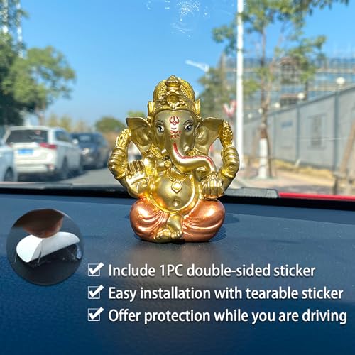 alikiki Hindu God Lord Ganesha Staue - India God Ganesh Idol for Car Dashboard Decor Birthday Gifts for Indian Man Women Home Mandir Temple Pooja Item Diwali Puja Gifts Yoga Room Altar Decor - Image 2