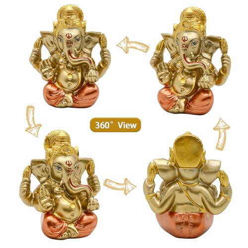 alikiki Hindu God Lord Ganesha Staue - India God Ganesh Idol for Car Dashboard Decor Birthday Gifts for Indian Man Women Home Mandir Temple Pooja Item Diwali Puja Gifts Yoga Room Altar Decor - Image 4