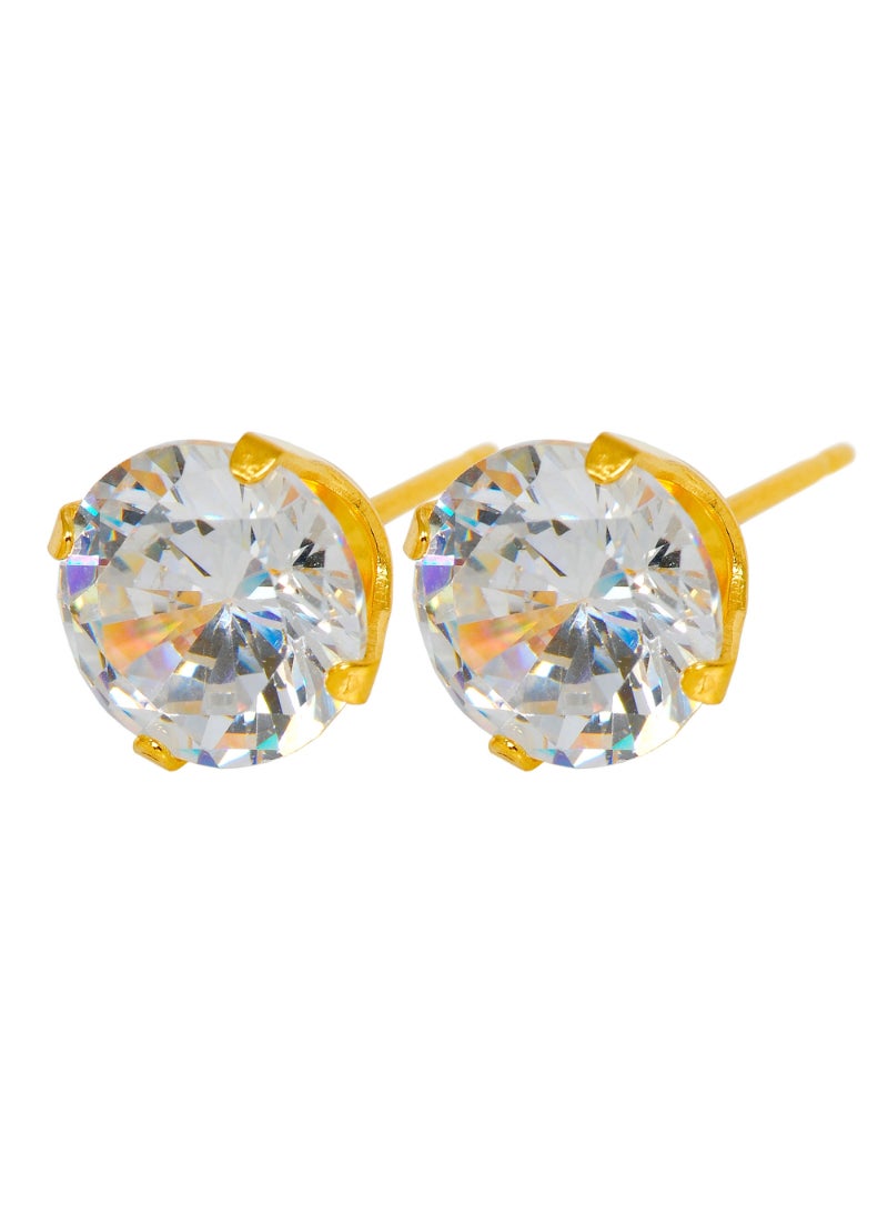 Caflon Fashion Sense Gold Plated White Cubic Zirconia Earring| 8Mm