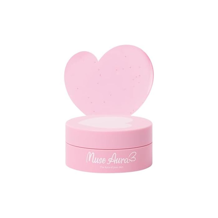 Muse Aura Pinkish Hydrogel Heart Cheek Patches - 30 Count Cooling Hydrating Pre-Makeup Patches with Ceramide Beads & 8 Hyaluronic Acid - K-Beauty
