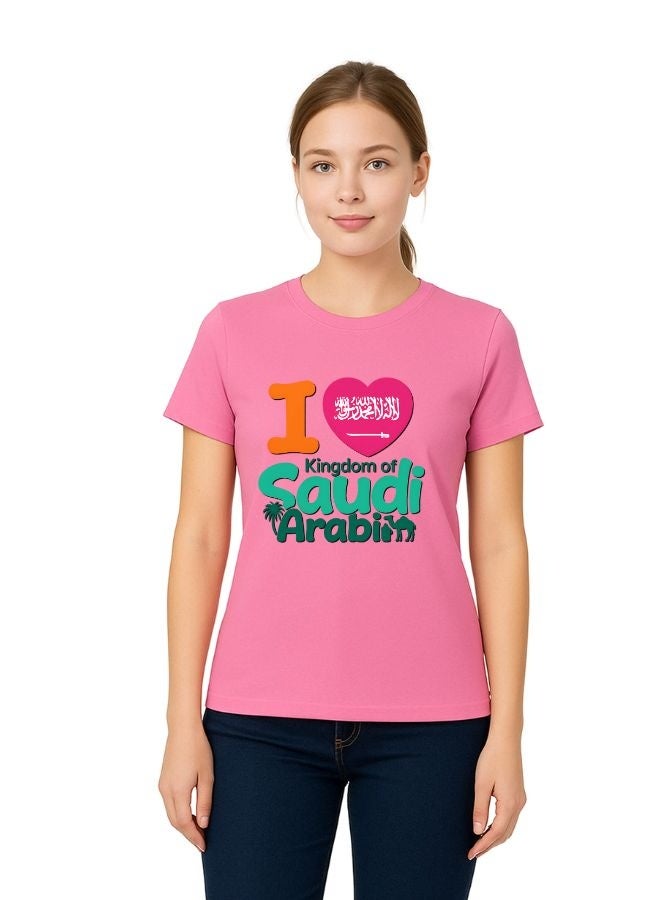 PRINTSHOP4ME Saudi International Day Women’s T-Shirt–Cotton,Round Neck,Short Sleeve,National Print,Patriotic Design,Soft Fabric, Comfortable Fit,Casual Style,Lightweight, Durable,Cultural Theme,Ideal For Celebrations & Gifts - Image 1