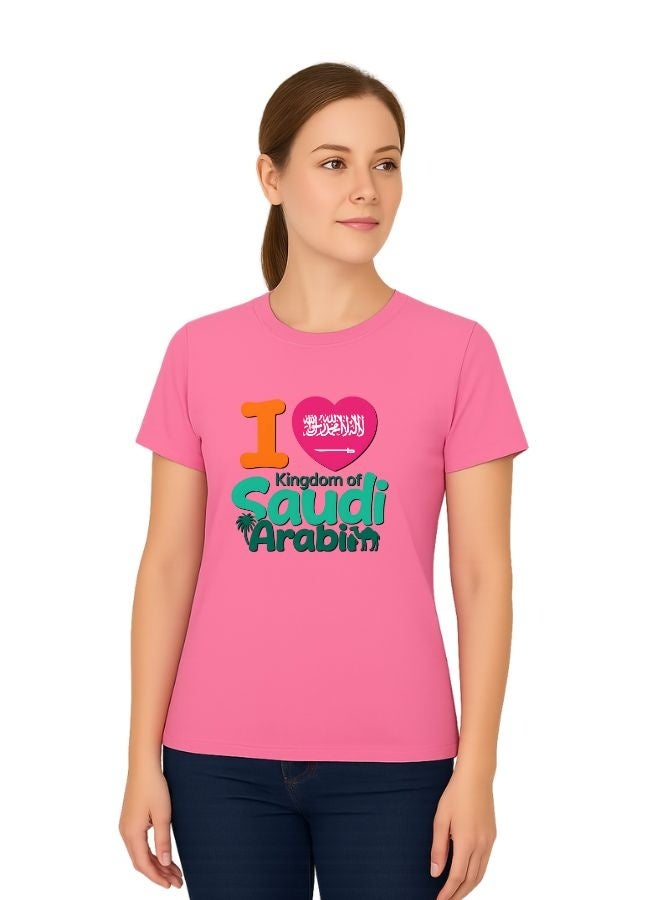 PRINTSHOP4ME Saudi International Day Women’s T-Shirt–Cotton,Round Neck,Short Sleeve,National Print,Patriotic Design,Soft Fabric, Comfortable Fit,Casual Style,Lightweight, Durable,Cultural Theme,Ideal For Celebrations & Gifts - Image 2