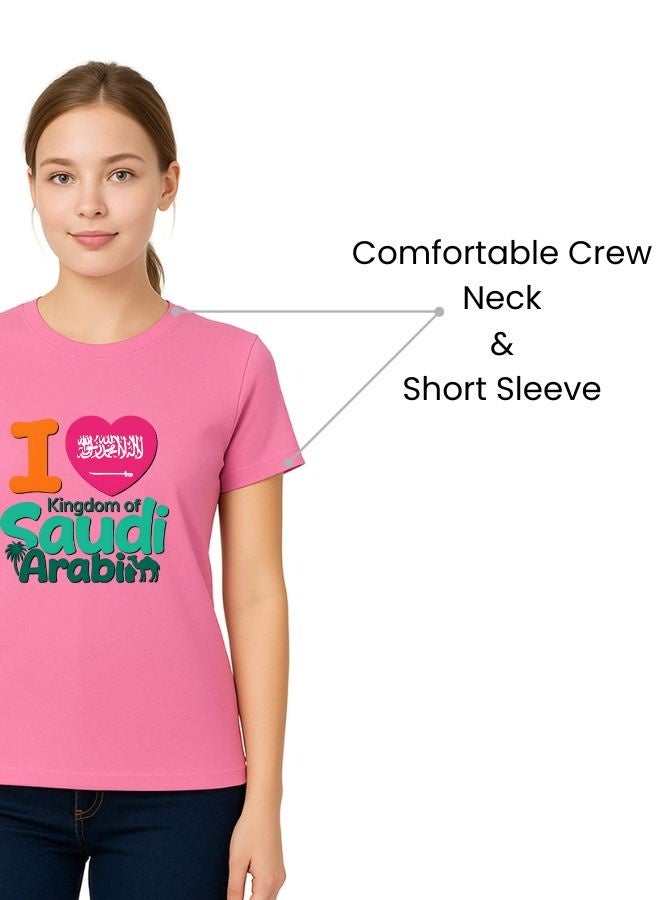 PRINTSHOP4ME Saudi International Day Women’s T-Shirt–Cotton,Round Neck,Short Sleeve,National Print,Patriotic Design,Soft Fabric, Comfortable Fit,Casual Style,Lightweight, Durable,Cultural Theme,Ideal For Celebrations & Gifts - Image 3