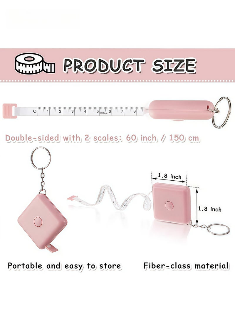3 قطع من أشرطة القياس لقياس الجسم، شريط قياس بطول 60 بوصة لقياسات الملابس والجسم، للخياطة، شريط قياس مرن مزدوج التدريج، شريط قياس قماش قابل للسحب (مع حلقة مفاتيح) - Image 2