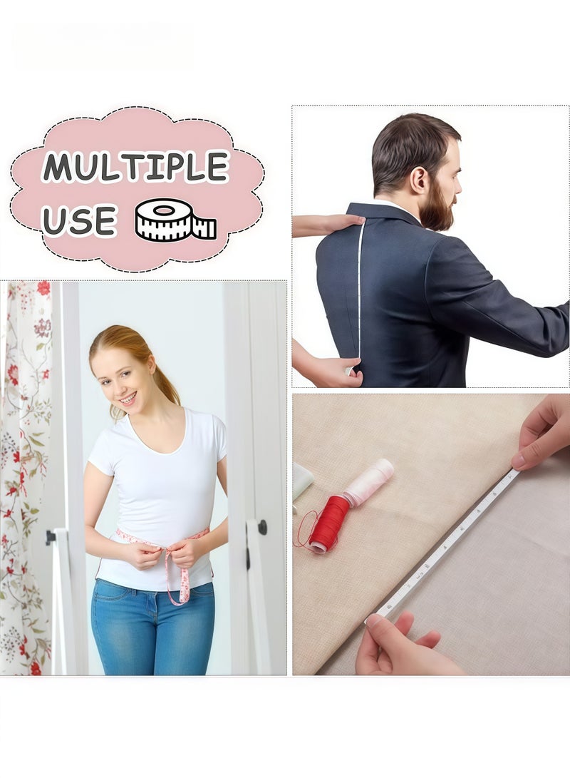 3 قطع من أشرطة القياس لقياس الجسم، شريط قياس بطول 60 بوصة لقياسات الملابس والجسم، للخياطة، شريط قياس مرن مزدوج التدريج، شريط قياس قماش قابل للسحب (مع حلقة مفاتيح) - Image 5