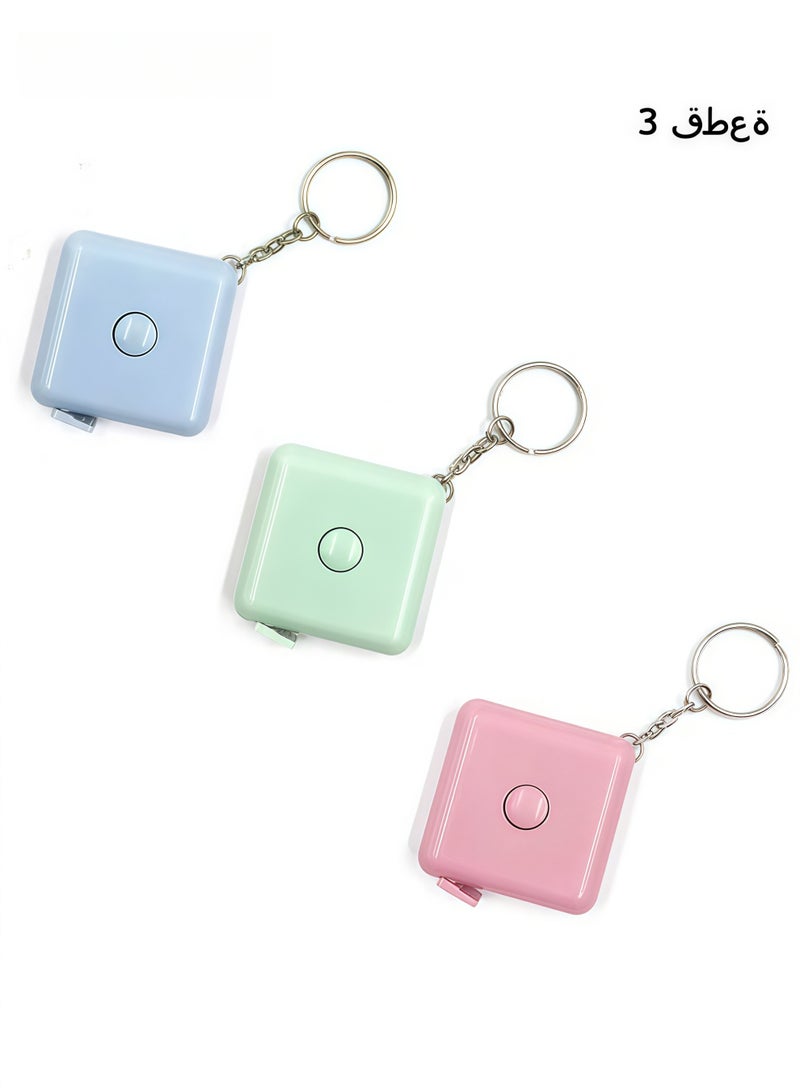 3 قطع من أشرطة القياس لقياس الجسم، شريط قياس بطول 60 بوصة لقياسات الملابس والجسم، للخياطة، شريط قياس مرن مزدوج التدريج، شريط قياس قماش قابل للسحب (مع حلقة مفاتيح) - Image 1