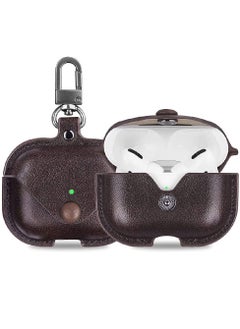 LIXES Leather for AirPods Pro 1 & 2 Case with Secure Snap Keychain, Compatible with AirPods Pro 2nd Generation 2022 & 1st Gen 2019 Release Protective Case Cover (Leather Cover only) (Bronze)  - Image 1