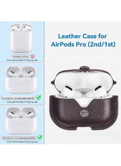 LIXES Leather for AirPods Pro 1 & 2 Case with Secure Snap Keychain, Compatible with AirPods Pro 2nd Generation 2022 & 1st Gen 2019 Release Protective Case Cover (Leather Cover only) (Bronze)  - Image 2