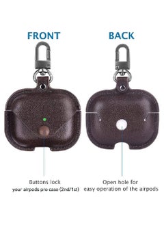 LIXES Leather for AirPods Pro 1 & 2 Case with Secure Snap Keychain, Compatible with AirPods Pro 2nd Generation 2022 & 1st Gen 2019 Release Protective Case Cover (Leather Cover only) (Bronze)  - Image 3