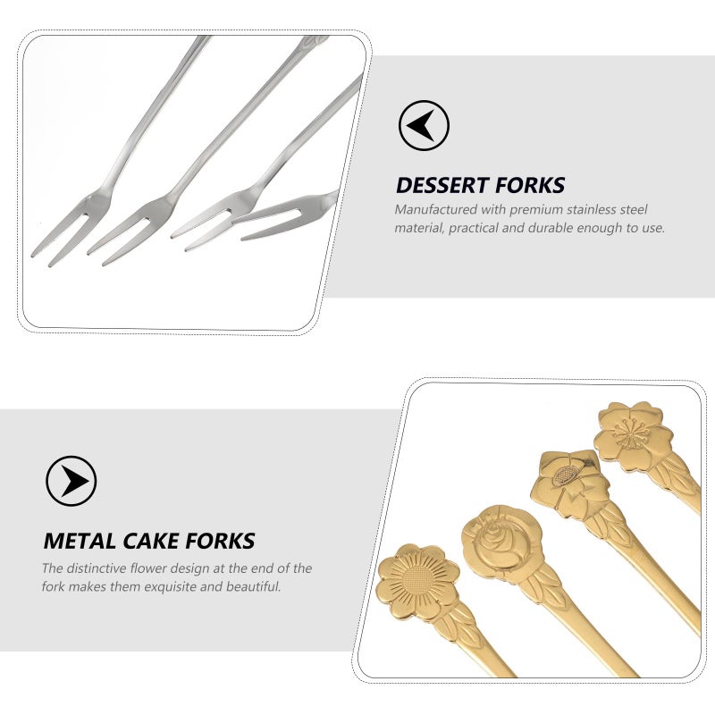 8Pcs Stainless Steel Floral Design Dessert Forks for Wedding Banquet Party Home Bar Use - Image 5
