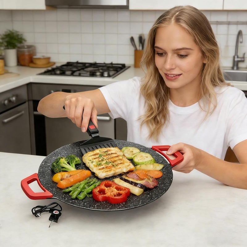 Electric Griddle,Electric Cooking Frying Pan | Non-Stick Grilling Plate - for Home Camping Kitchen Restaurant Indoor Barbecue Grilling Outdoor Picnics - Image 2