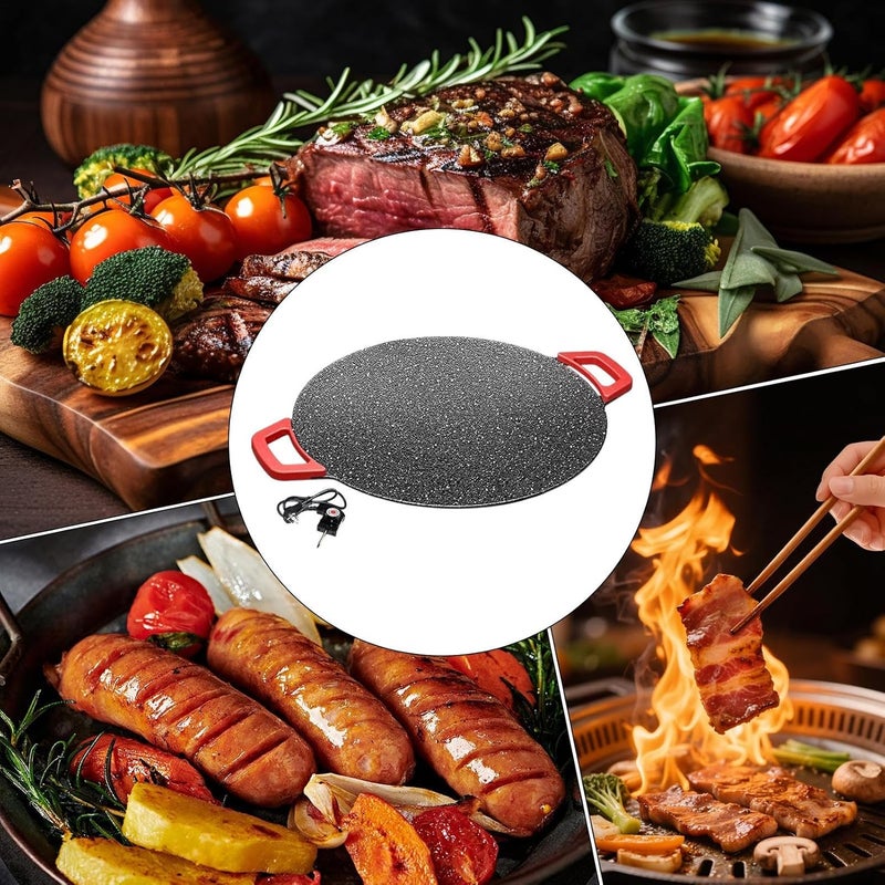 Electric Griddle,Electric Cooking Frying Pan | Non-Stick Grilling Plate - for Home Camping Kitchen Restaurant Indoor Barbecue Grilling Outdoor Picnics - Image 4