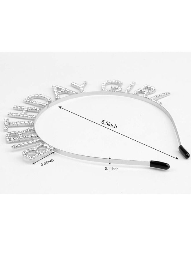 Birthday Crowns for Women, Birthday Girl Sash & Rhinestone Headband Set, Sliver Glitter Birthday Sash Birthday Headband, Sweet Happy Birthday Gifts Party Decorations Hair Accessories - Image 3