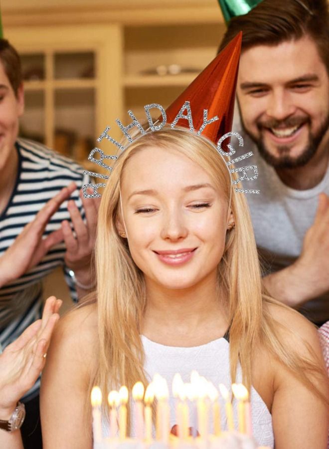 Birthday Crowns for Women, Birthday Girl Sash & Rhinestone Headband Set, Sliver Glitter Birthday Sash Birthday Headband, Sweet Happy Birthday Gifts Party Decorations Hair Accessories - Image 4