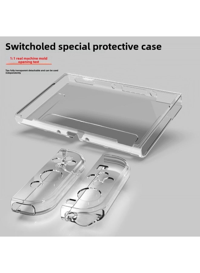 Switch Oled Protective Case Transparent TPU Soft Silicone Case Switch Oled Handle Case Nintendo N-Product Color:Clear-Model:switch Oled Three-piece "bag Packaging] - Image 1