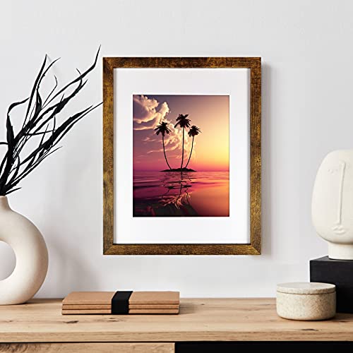 SESEAT 11x14 Frames, Display Pictures 8x10 With mat or 11x14 Prints Without Mat,Wall Mounting,Brown,6PCS - Image 3