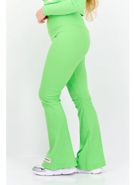 The Giving Movement Women Regular Fit Ribbed Flare Pants, Lime Green  - Image 2