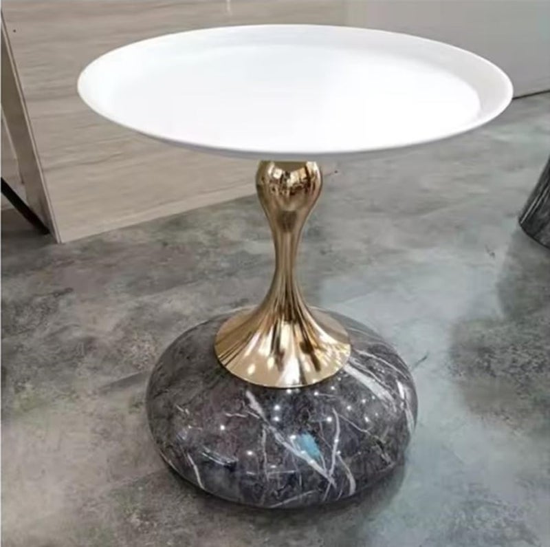 Dratal Accent End Table Table for Living Room Bedroom Small Spaces Internet Celebrity Ins Style Affordable Luxury Style White 40cm x 52cm