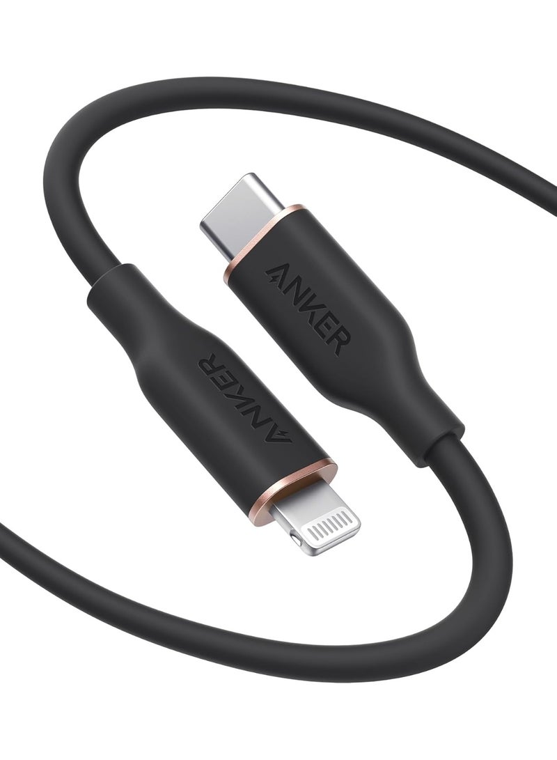 أنكر كابل USB-C إلى Lightning، 641 (أسود منتصف الليل، 6 أقدام)، معتمد، سيليكون - Image 1