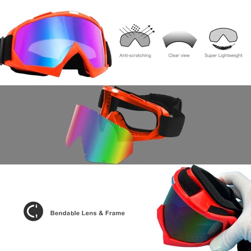 LJDJ Ski Goggles, Snowboard Motorcycle Goggles with Reflective Winter Neck Gaiter Face Cover for Youth Teens Men Women (Orange) - Image 3