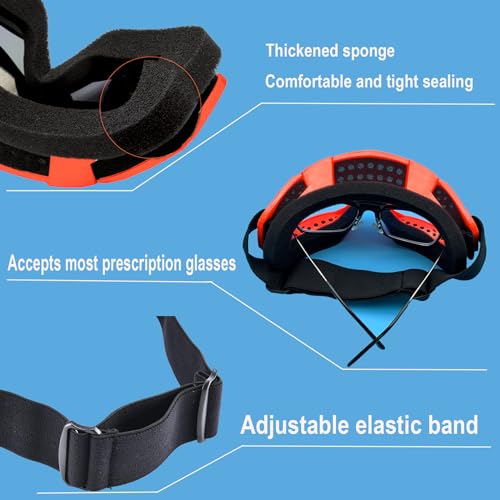LJDJ Ski Goggles, Snowboard Motorcycle Goggles with Reflective Winter Neck Gaiter Face Cover for Youth Teens Men Women (Orange) - Image 5