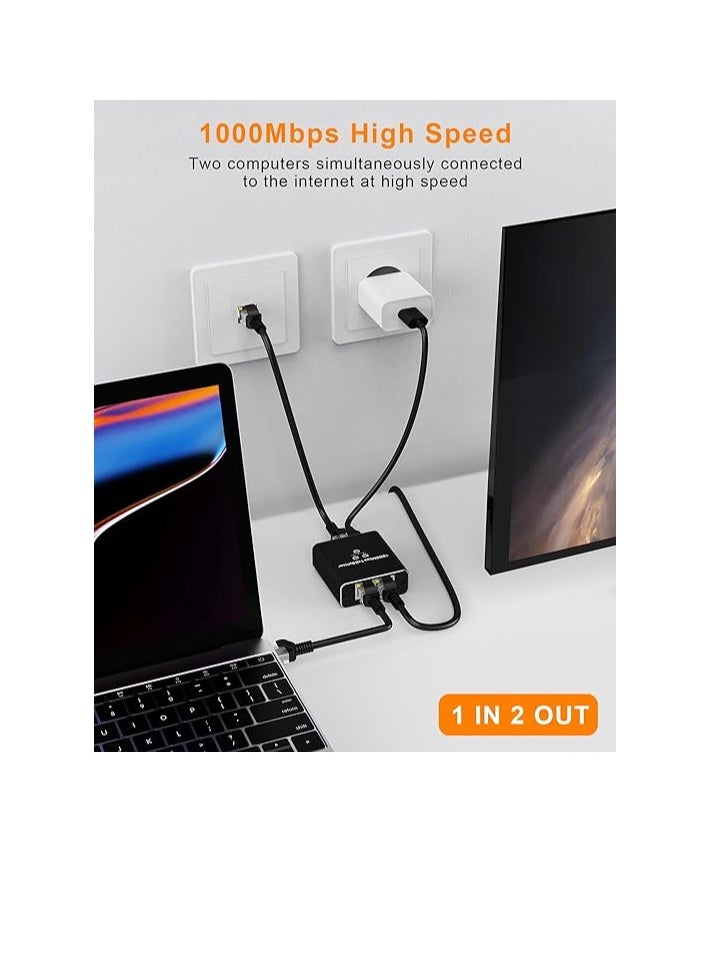 Generic LAN Splitter 1000 Mbps, RENGOGA LAN Splitter 1 to 2 Ethernet Splitter 2 Port, Gigabit RJ45 Switch Ethernet Splitter Internet with Type-C Power Cable for Computer Hub Switch Router Set-Top Box Digital  - Image 4