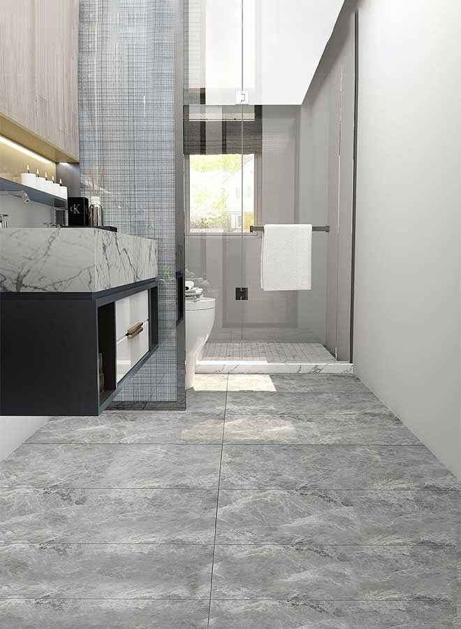 رَوَائِد ملصقات حائط 10 قطع، بلاط أرضيات ذاتي اللصق، بلاط فينيل رخامي، ملصقات أرضية وجدران مقاومة للماء، سهلة التركيب، مثالية لغرف النوم والحمامات والمطابخ والقبو، الحجم: 40 × 80 سم - Image 3