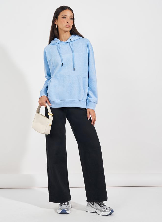 Styli Regular Fit Regular Length Panelled Overlock Hoodie  - Image 2