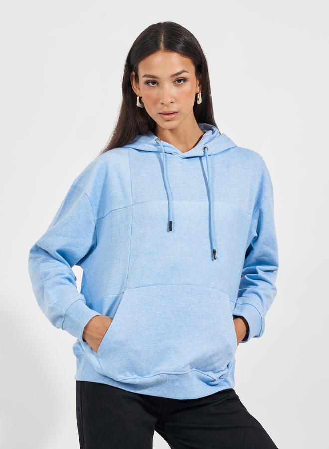 Styli Regular Fit Regular Length Panelled Overlock Hoodie  - Image 1