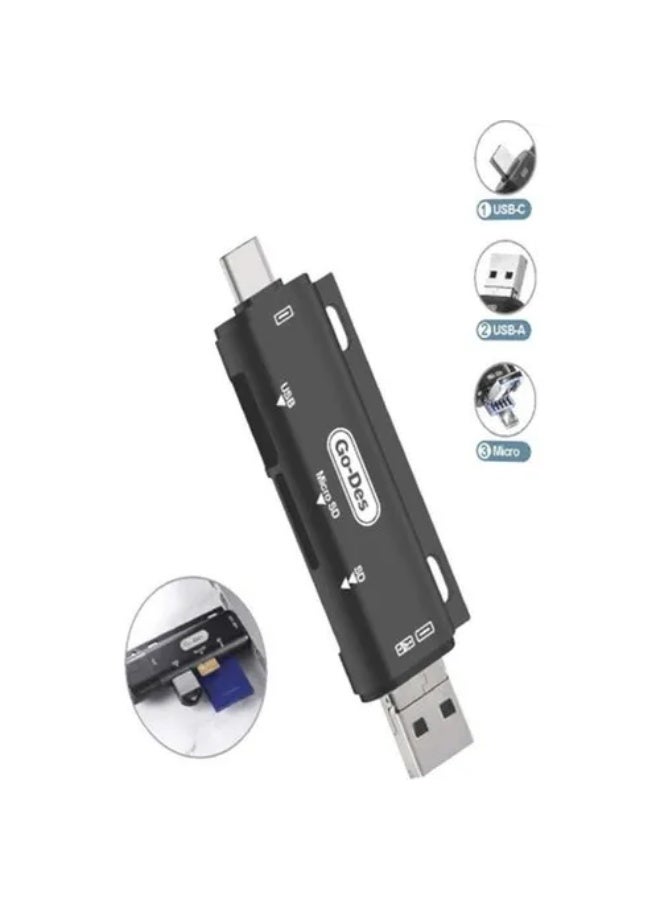GO-DES Go Des GD-DK108 3 in 1 OTG Memory Card Reader Type-C USB & Micro USB - Image 2