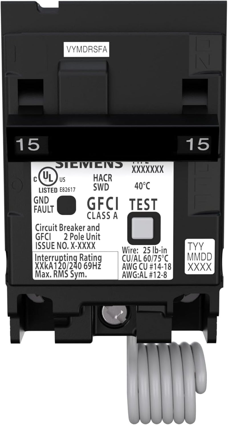 SIEMENS SIEMENS Q215GF Ground Fault Circuit Interrupter 15 Amp 2Pole GFCI Circuit Breaker Replaces QF215A  - Image 2