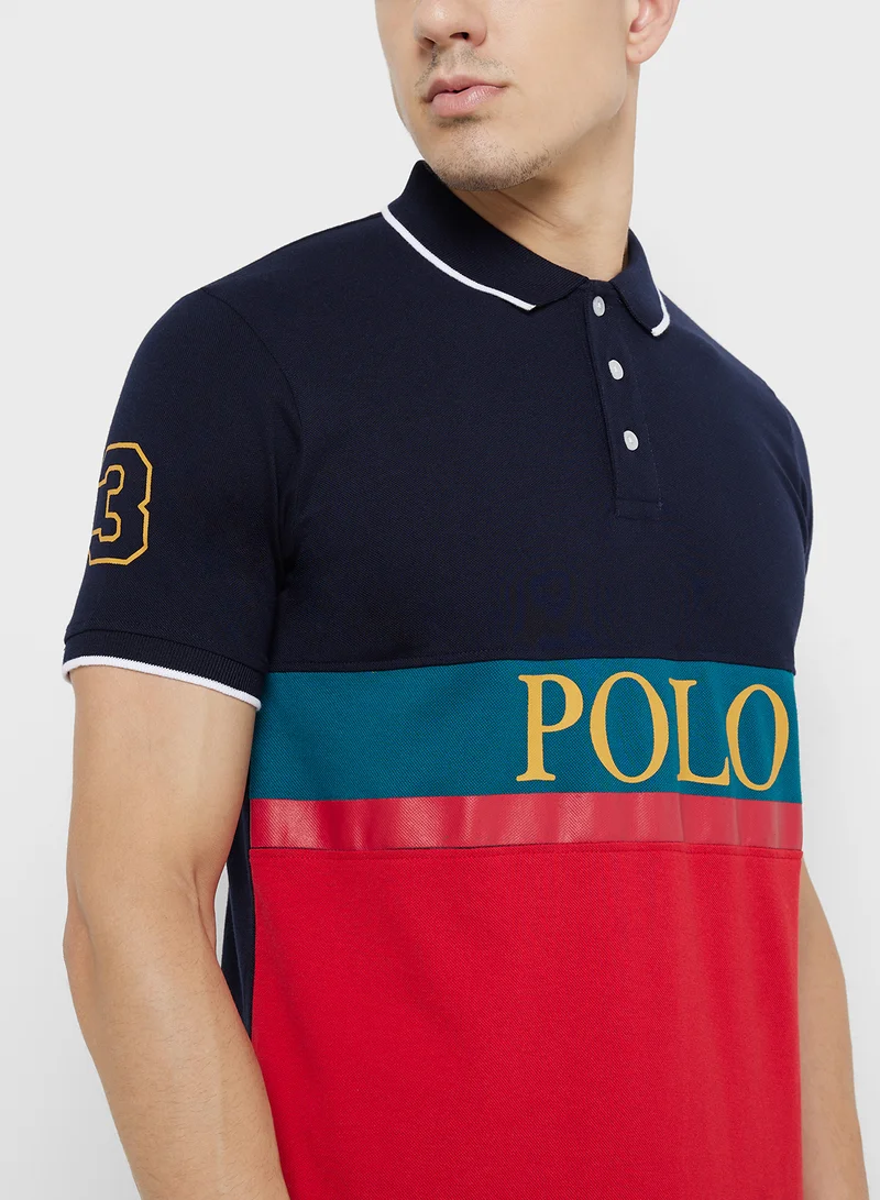 Seventy Five Contrast Cut & Sew Tipping Polo With Embroidery