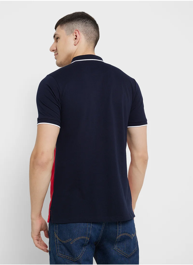 Seventy Five Contrast Cut & Sew Tipping Polo With Embroidery