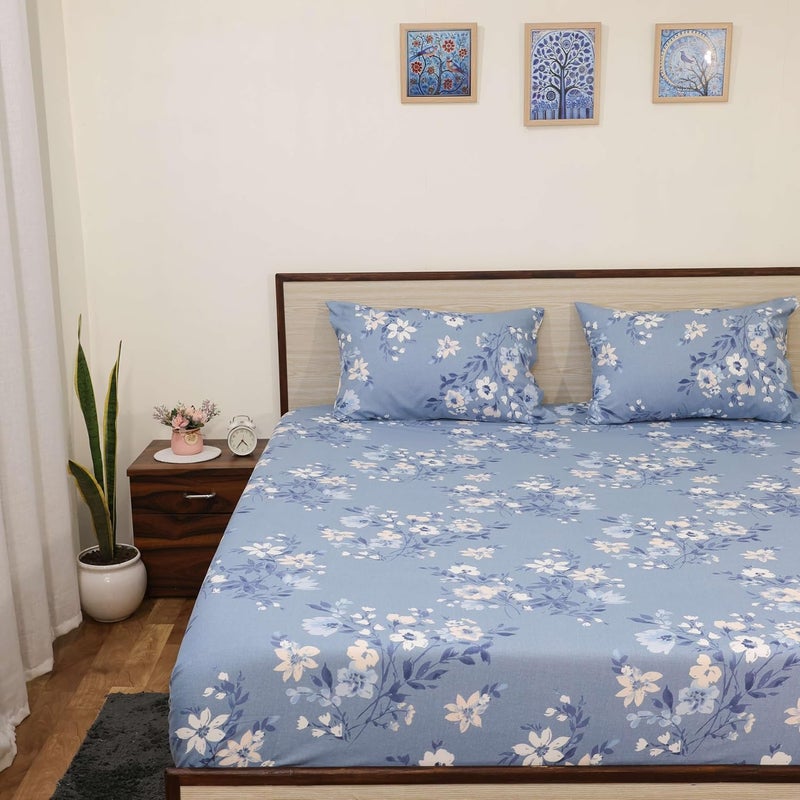 Cottington Lane Cottington Lane Microfiber 144 TC Printed Bedsheet for King Bed with 2 Pillow Covers for Summer Breathable Soft Wrinklefree Soft Touch Skin Friendly102x108 Inches MiniTiny Floral  - Image 2
