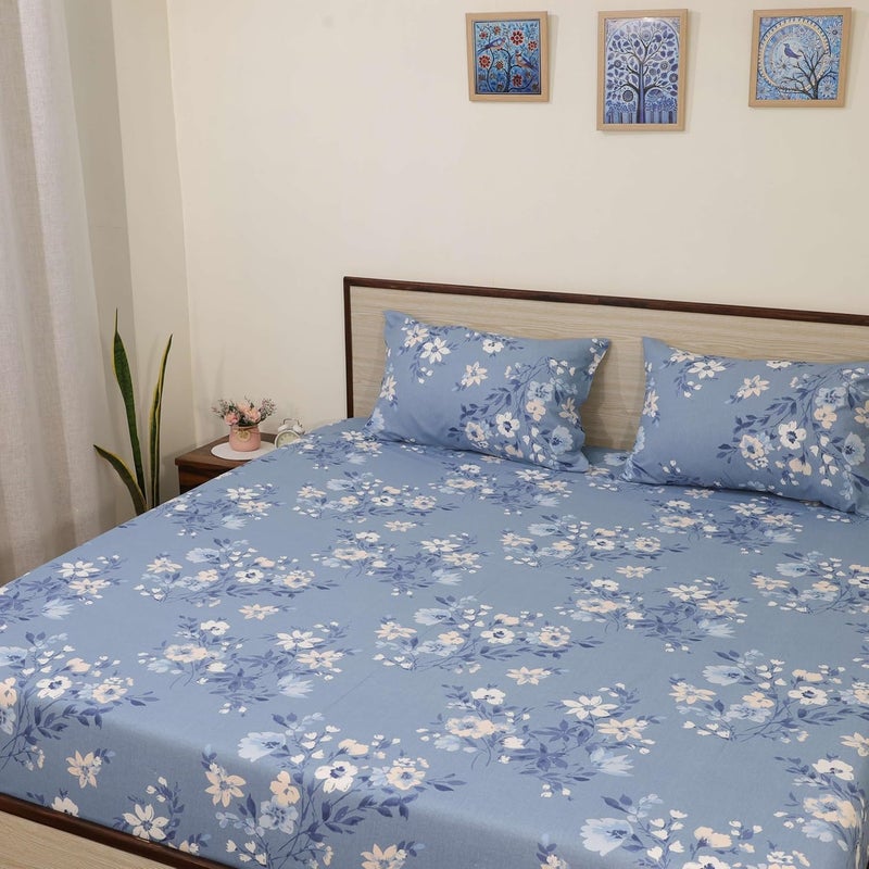 Cottington Lane Cottington Lane Microfiber 144 TC Printed Bedsheet for King Bed with 2 Pillow Covers for Summer Breathable Soft Wrinklefree Soft Touch Skin Friendly102x108 Inches MiniTiny Floral  - Image 3