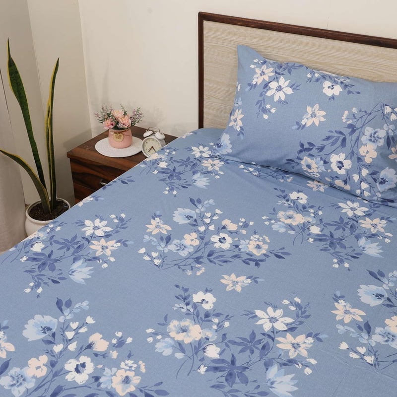 Cottington Lane Cottington Lane Microfiber 144 TC Printed Bedsheet for King Bed with 2 Pillow Covers for Summer Breathable Soft Wrinklefree Soft Touch Skin Friendly102x108 Inches MiniTiny Floral  - Image 4